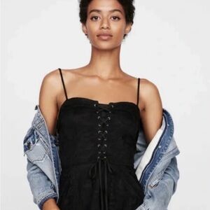 Express Black Lace-Up Camisole Top